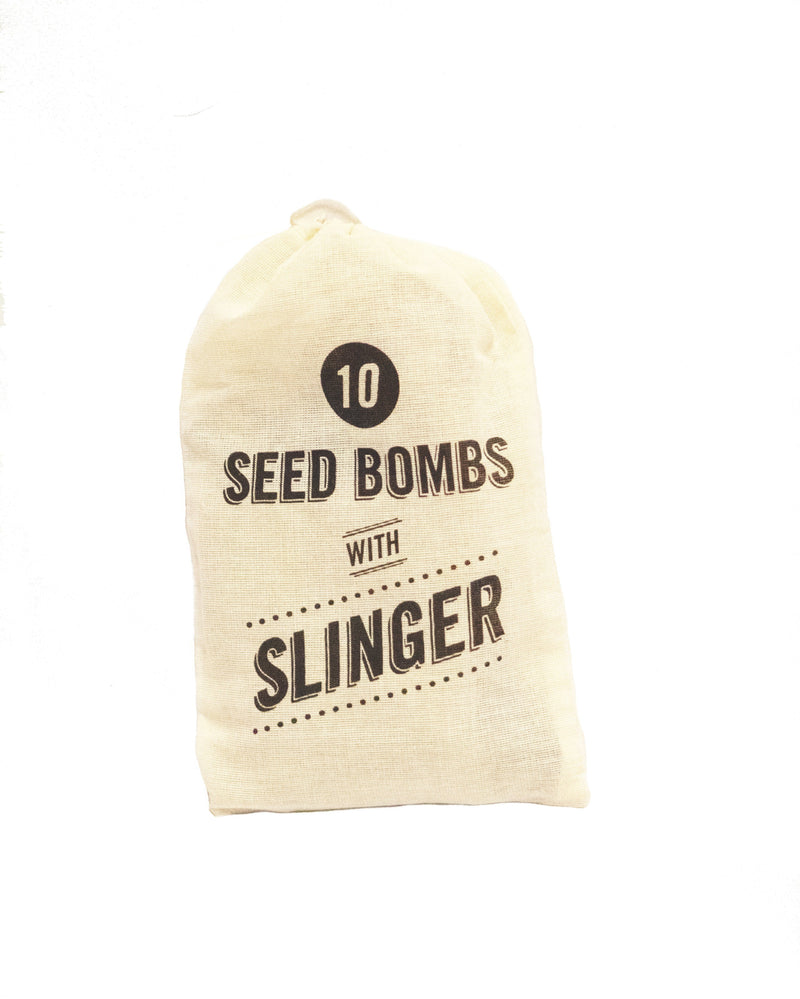 Seed bombs with slinger for pollinator gardens